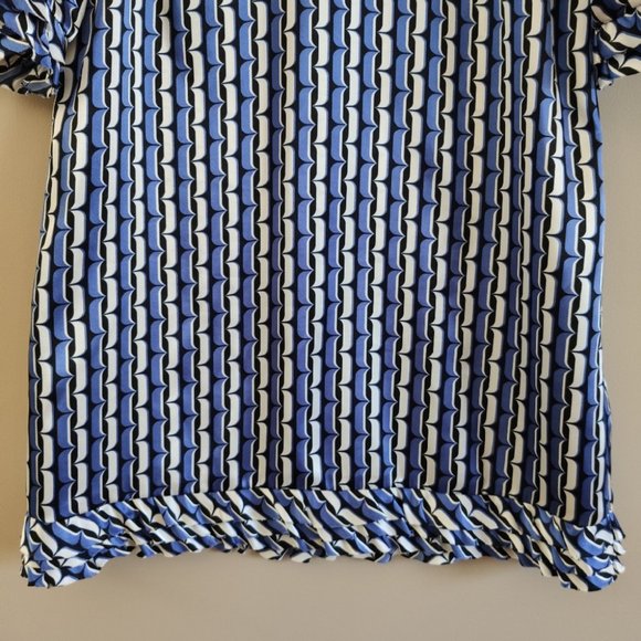 Nine West Satin Geometric Pattern Ruffle Dress 10 - Picture 4 of 8